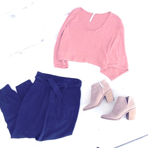 LEFTIES Peg-Leg Fashion Joggers w/ Waist Tie in Royal Blue - Picture 5 of 13